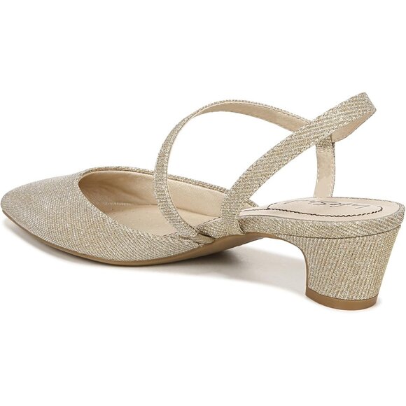 LifeStride Womens Gold Shimmer Patent Polyurethane Pointed Closed Toe Pump - Picture 8 of 9